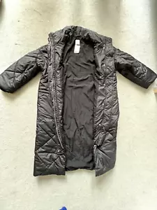 H&M Ladies Black Long Puffer Jacket Size M Medium Buttoned Panel NEW (TAGS) - Picture 1 of 8