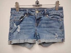 Aeropostale Size 00 Women’s Shorty Distressed ROLLED CUFF Jean Shorts #21 - Picture 1 of 7