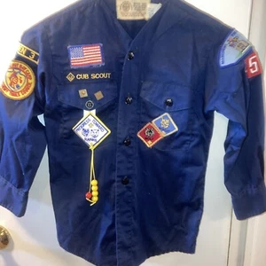 Vintage Cub Scout Official BSA Uniform Shirt Bobcat Pin Patches Allegheny Trails - Picture 1 of 11