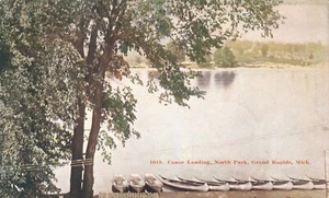 Postal de aterrizaje en canoa North Park Grand Rapids Michigan alrededor de 1910 - Imagen 1 de 2