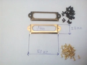 Cabinet Drawers Label Pull File Name Card Tag Holders Brass Bronze + Screws - Picture 1 of 27