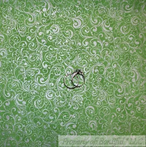 BonEful Fabric FQ Cotton Quilt Green Silver Metallic Scroll Swirl Dot Small Tiny - Picture 1 of 19