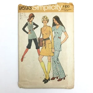 Vintage 1971 Simplicity Kleid Tunika Hose Schnittmuster #9593 ungeschnitten Größe 12 - Bild 1 von 4