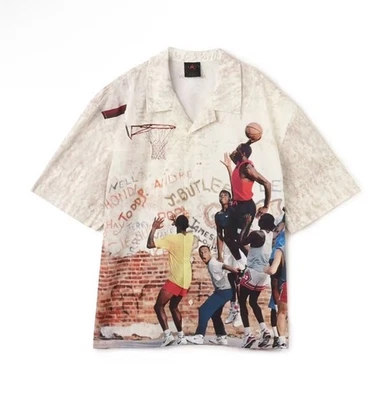 Air Jordan Camp Button Up Shirt Size  Medium Playground Scene Sail HF9347-133 - image 1 of 4