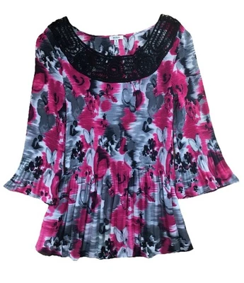 Nicola блузка верхний женщин маленький черный розовый нарядный аккордеон рубашка кружева декольте - Изображение 1 из 4