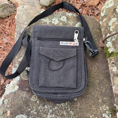 De Colección Mudd Mensajero Bolso Bandolera de Hombro Cartera Lona Negra Y2K Años 90 00 VIDEO Foto 1 de 4