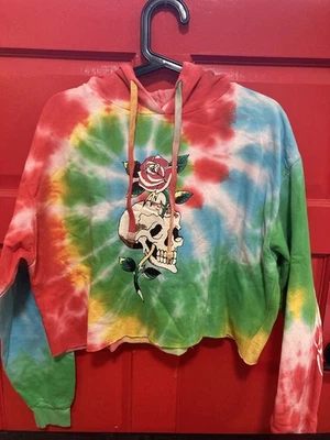 Sudadera con Capucha Recortada Ed Hardy XL Calavera Rosa Arco Iris Tie Dye Nueva Sin Etiquetas Foto 1 de 4