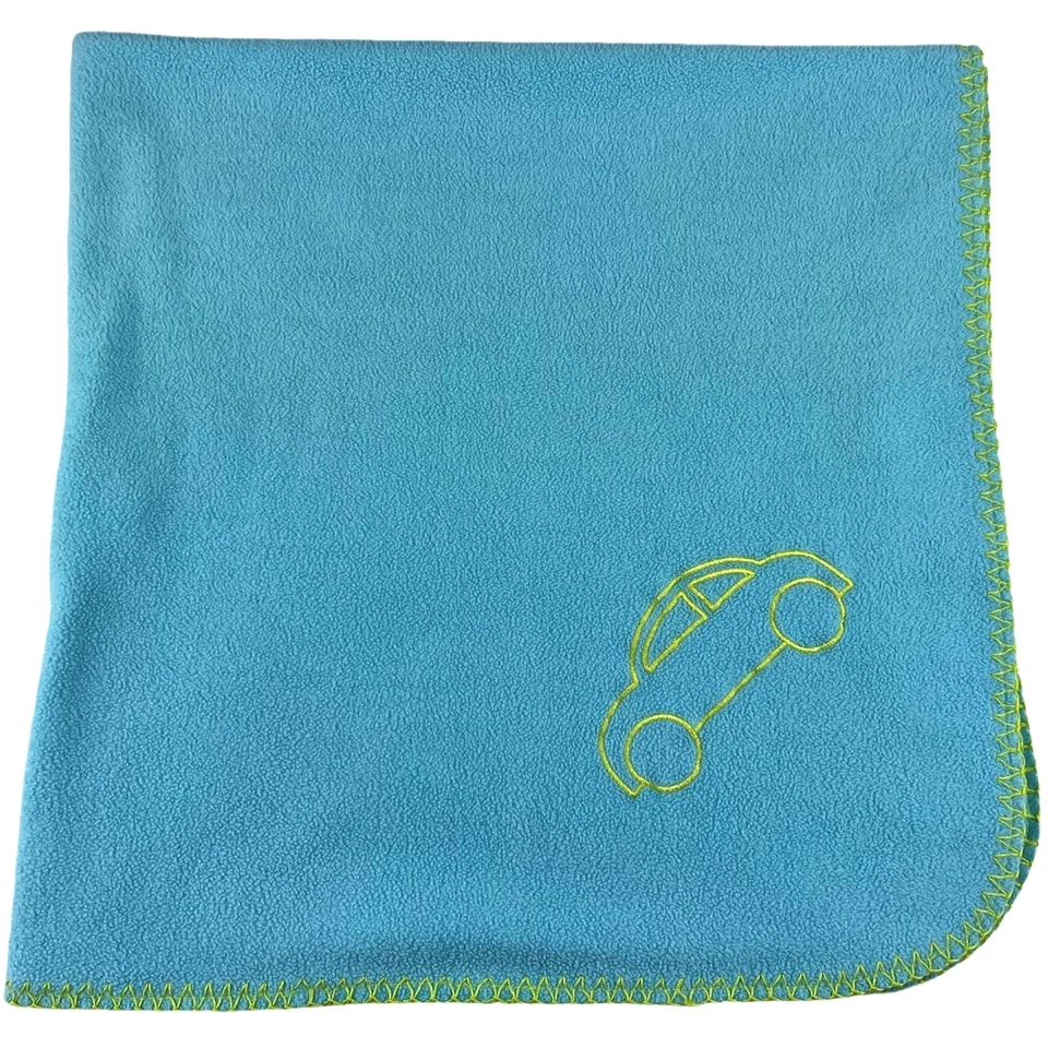 Manta bordada azul verde para coche camión bebé niño niño borde cosido Foto 1 de 4