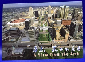 Vintage Postkarte - St. Louis, MO "Ein Blick vom Bogen" der Innenstadt, Busch Stadium - Bild 1 von 8