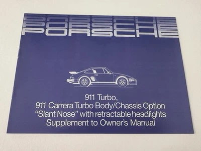 Porsche 911 1987 1988 turbo nariz inclinada manual del propietario suplemento OEM original Foto 1 de 4