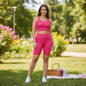 Adidas Fahrradshorts rosa gerippt Größe L - Bild 1 von 7
