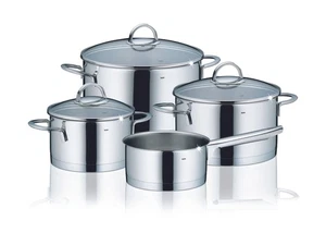 Kela Kochtopf-Set 4tlg, Edelstahl, 3 Glasdeckel, Induktion, 1,5L/2,0L/3,5L/6,0L - Bild 1 von 6