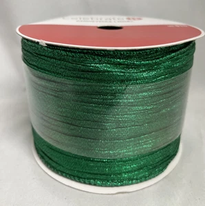 Celebrate It Wired Jumbo GREEN METALLIC CRINKLED Ribbon  3 1/2 in x 25 Ft NEW - Picture 1 of 3