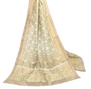 Sushila Vintage Fish Printed Scrap Dupatta Pure Cotton Handmade Long Stole Wrap - Picture 1 of 11