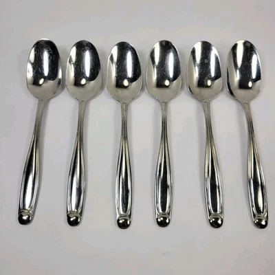 Oneida Alexandria Teaspoons Set of 6 Glossy 18/0 Stainless Flatware Discontinued - Image 1 of 4