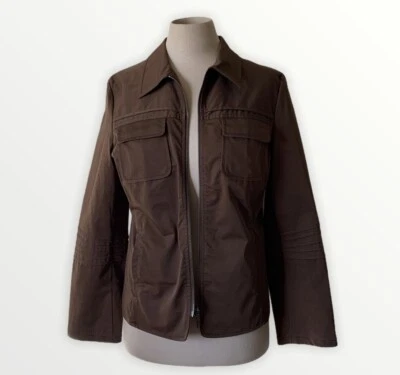 Chaqueta ligera Yansi Fugel para mujer marrón cremallera completa pequeña Foto 1 de 2