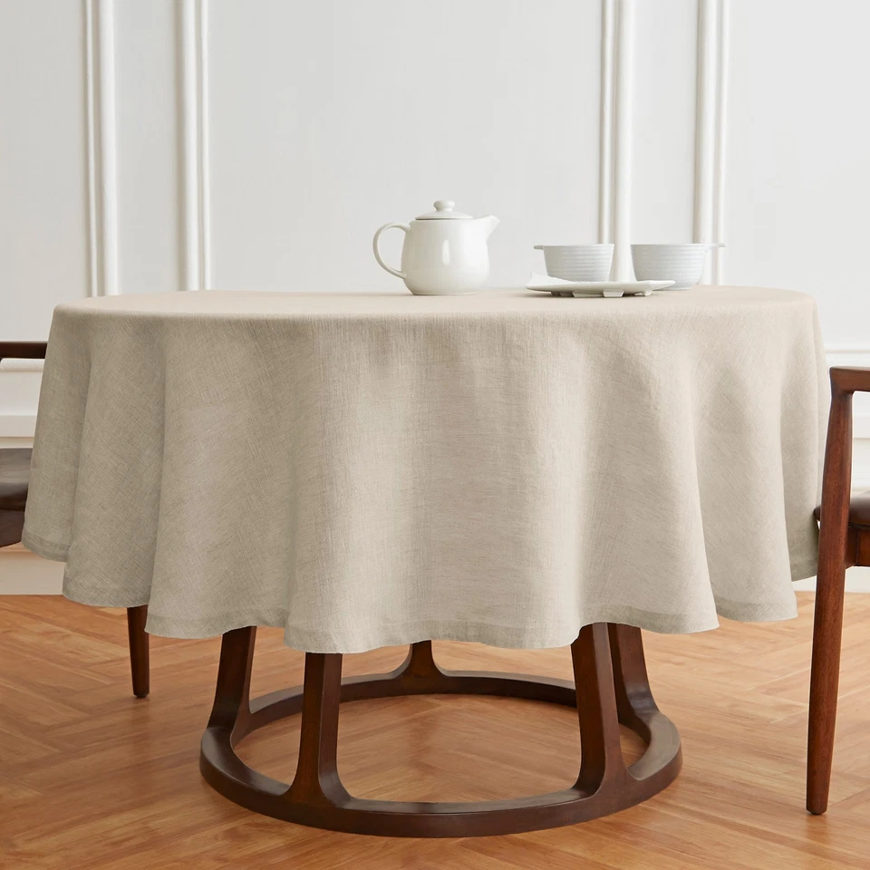 Solino Home Linen Round Tablecloth for Fall Solid Dining Table Cover, Sonoma - Image 1 of 1