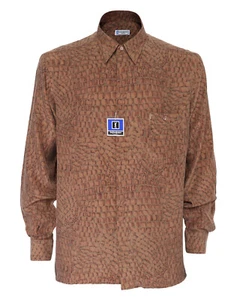 NWT Auth YVES SAINT LAURENT pure silk SHIRT brown crocodile luxury Italy 41 16 - Picture 1 of 4