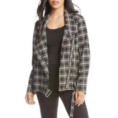 KAREN KANE NUEVO Chaqueta Moto a Cuadros Flor de Cerezo Talla Grande S Foto 1 de 4