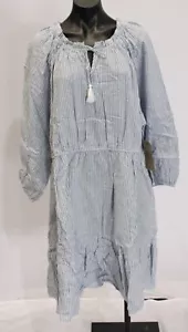 Frye and Co Women's Plus 3/4 Sleeve Striped Peasant Dress AC2 Blue/White Size 3X - Picture 1 of 4