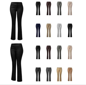 MixMatchy High Waist Comfy Stretchy Bootcut Trouser Pants - Picture 1 of 12