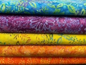 Moda Chroma Batiks Cotton Fabric by 1/4 Metre* Flower Floral Batik Orange Blue - Picture 1 of 13