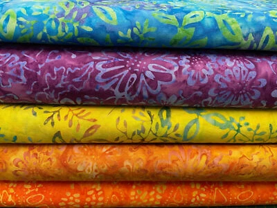 Moda Chroma Batiks Cotton Fabric by 1/4 Metre* Flower Floral Batik Orange Blue - Image 1 of 4