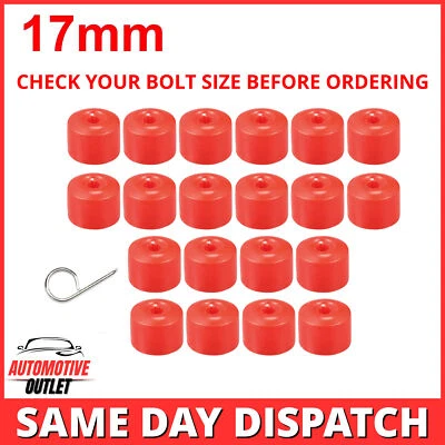 WHEEL NUT BOLT COVER CAPS 20x 17mm RED FOR VW VAUXHALL GOLF BORA PASSAT JETTA - Image 1 of 4