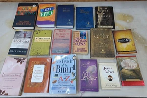 HUGE Lot of 17 mixed Christian Books Bible's New Testament Devotional Poems - Picture 1 of 16