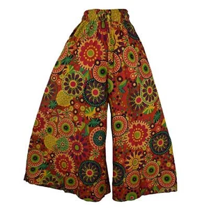 New Fair Trade Floral Palazzo Trousers 8 10 12 14 16 18 20 22 Hippy Hippie Boho - Picture 1 of 6