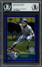 ICHIRO SUZUKI AUTOGRAPHED 2003 TOPPS CHROME CARD #63 MARINERS BECKETT 191261