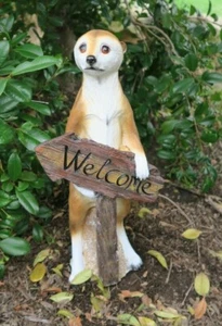 MEERKAT STATUE WELCOME GARDEN ANIMAL GARDEN ORNAMENT SCULPTURE HOME DECOR - Picture 1 of 11