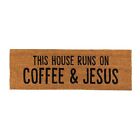 Tapis d'entrée avant en cuivre, cette maison fonctionne avec café et Jésus - Pack de 2