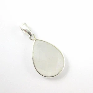 Bezel Gem Pendant with Bail-Moonstone Sterling Silver Teardrop Bezel 29mm - Picture 1 of 6