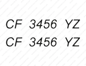 AB Inflatables Matching Font Boat Raised Registration Numbers 3" height set of 2 - Picture 1 of 11