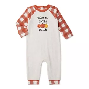 Fall Baby Boys Long Sleeve Romper Take Me To The Patch Heather Grey 0-3M - Picture 1 of 3