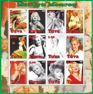 Marilyn Monroe Famous Movie Film Actor USA Tuva Republic Mint Stamp Sheet 2002 - Picture 1 of 1