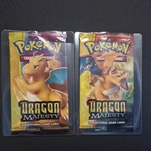 Pokemon Sol y Luna Dragón Majestad Paquete de refuerzo vacío Charizard y Dragonita abierto - Imagen 1 de 1