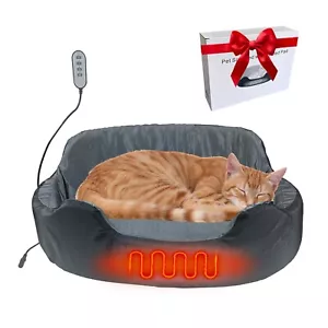 Heated Cat Bed for Indoor Cats&#65292;20" Cat Heating Pad with Timer & Temp Adju - Picture 1 of 8