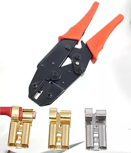 Profi Crimpzange Winkel Flagge Kabelschuhe 6,3 Stecker blank Crimp Werkstatt #V - Bild 1 von 12