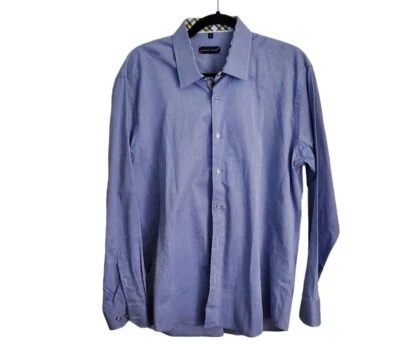 Рубашка Jared Lang синяя с пуговицами спереди контрастная синяя желтая клетчатая размер L - Изображение 1 из 4