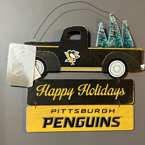 Pittsburgh Penguins (Happy Holidays) Plaque ~ NEW ~ Official Seal ~ Cover