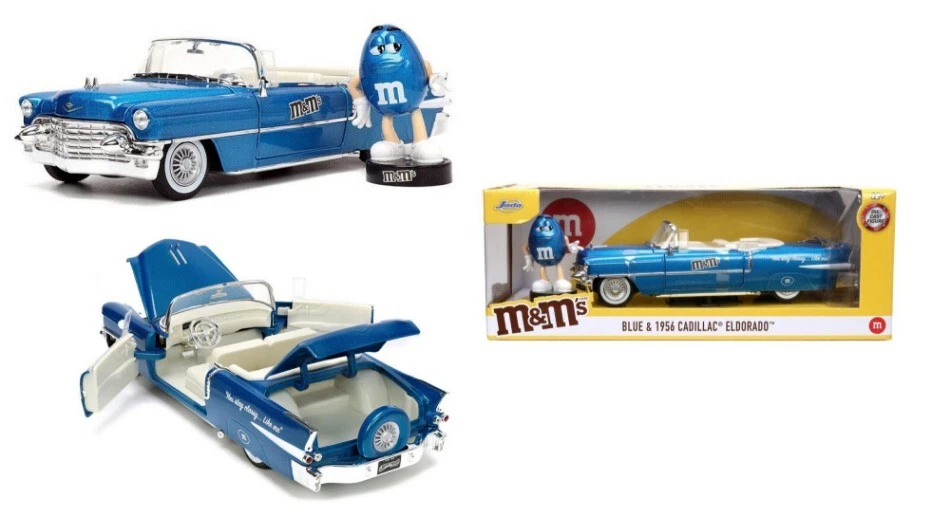 Jada Toys CADILLAC ELDORADO WITH BLUE FIGURE "M&M'S" 1956 BLUE 1:24 - Imagen 1 de 1