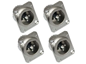 4er Set XLR Einbaubuchse Einbaukupplung 3-polig, ohne Verriegelung male silber - Bild 1 von 6