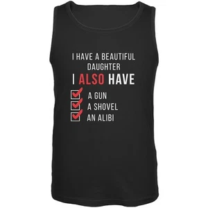 Father's Day I Have a Beautiful Daughter Black Adult Tank Top - Picture 1 of 1