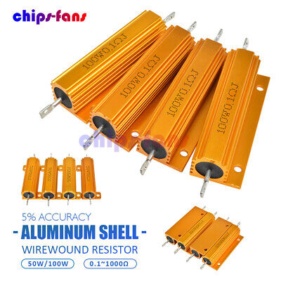 50/100W 0.1-1000Ω Ohm Watt Shell Power Aluminum Housed Case Wirewound Resistor • 2.39£