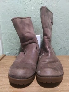 TaraM Women's Brown Wool Lined Leather Boots size 7 - Picture 1 of 7