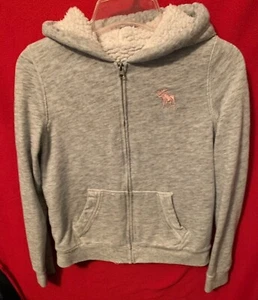 Abercrombie Kids Girl's Size 13/14 Sherpa Fleece Lined Zip Up Hoodie Sweatshirt - Picture 1 of 9