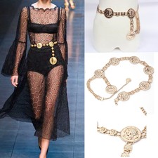 Vintage Waistband Metal Waist Chain Vogue Belt Wide Gold Coins Tassel Band Women