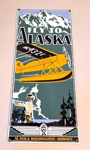 Ande Rooney FLY TO ALASKA Alaska Washington Airways Metal Sign 18" x 8" - Picture 1 of 7